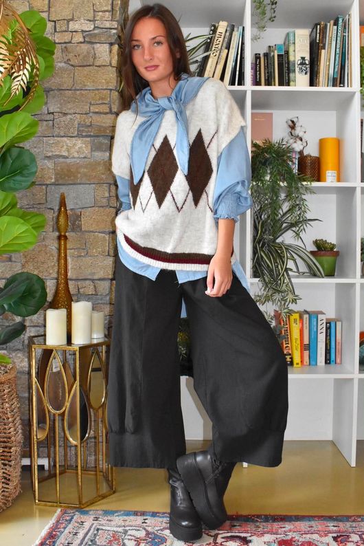 Zeta Otto Argyle Tank Oatmeal